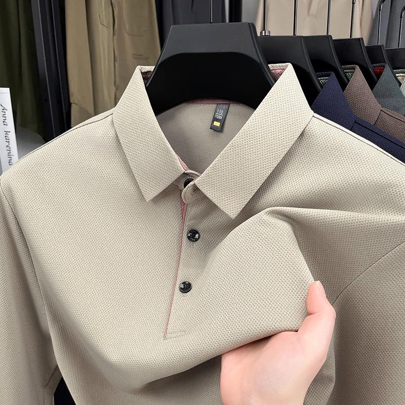 Men's Trendy Long-Sleeve Lapel Polo Shirt - Casual Slim-Fit Base Layer