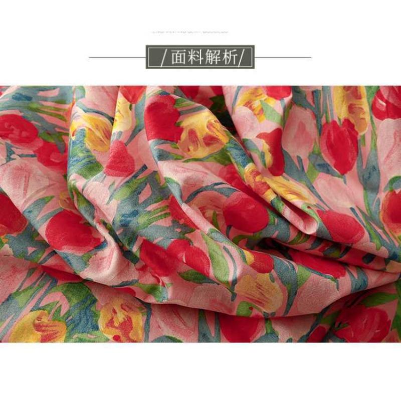 2025 Vintage Resort Tulip Printed Peplum Skinny Oil Color Halter Skirt