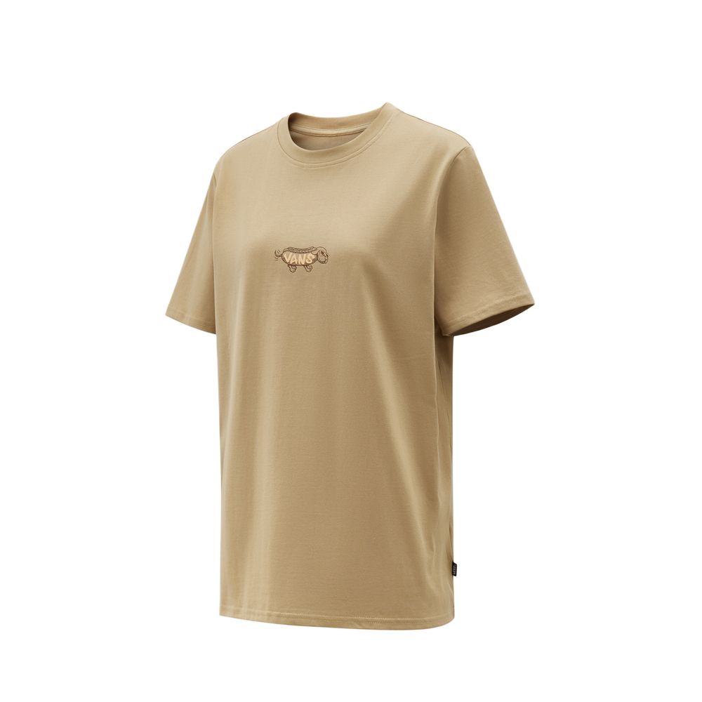 Women's Vans T-Shirts Women's Brown Crew Neck Moderate