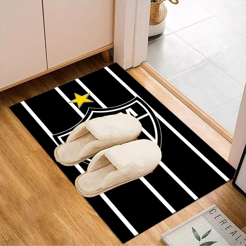 Black And White Stripes With Star Printed Office Carpet Chair Cushion Entryway Rug, Rugs for Living Room, Bedroom Christmas gifts