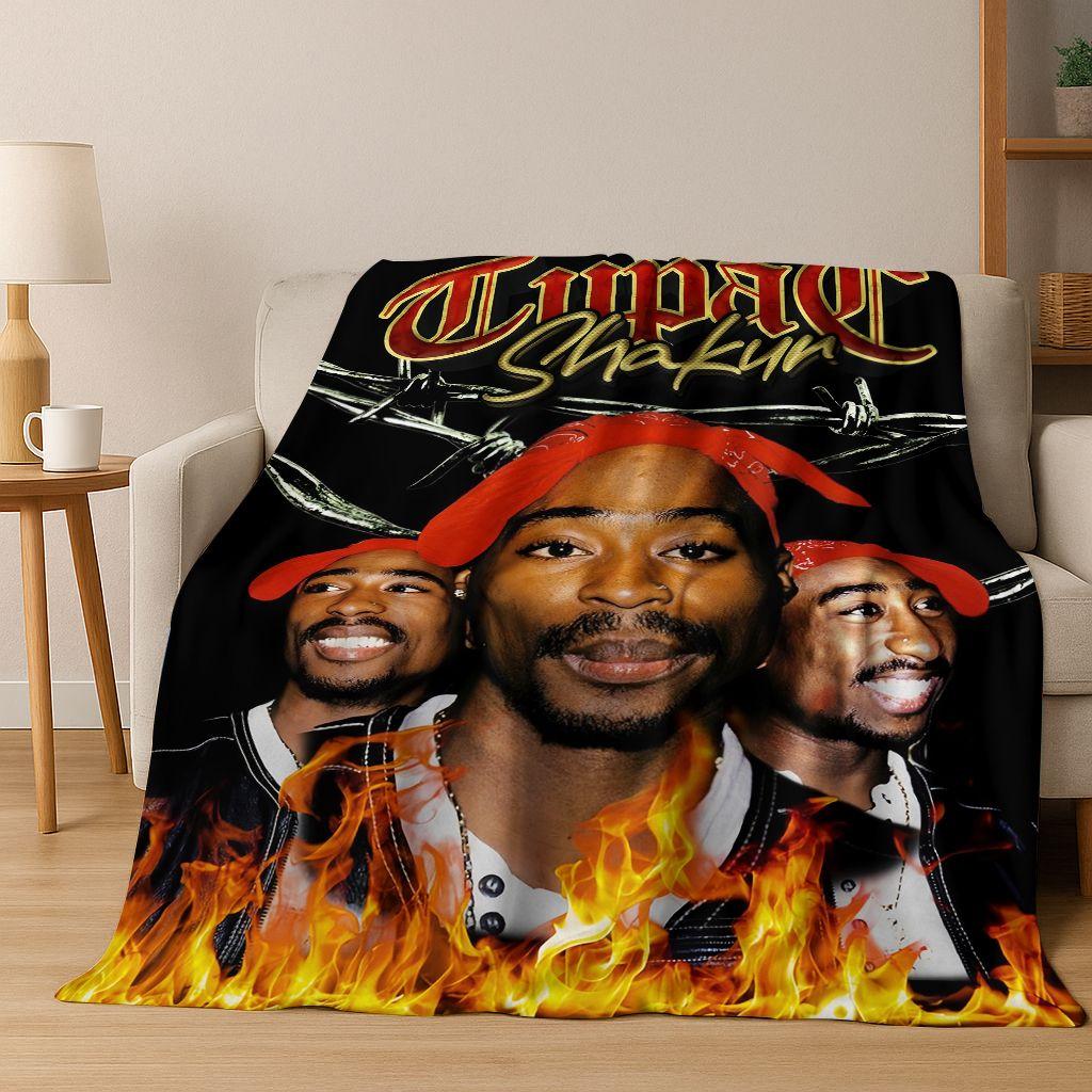Tupac 2pac Rapper Eminem Hip Hop Rap God Art Flannel Blanket,Cozy Soft Throw Blanket for Home Bedroom Bed Sofa Cover Kids Gift