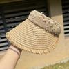 Hollow Empty Top Straw Hat Woven Straw Women's Sun Hats Folding Sunshade Hat  Beach Vacation