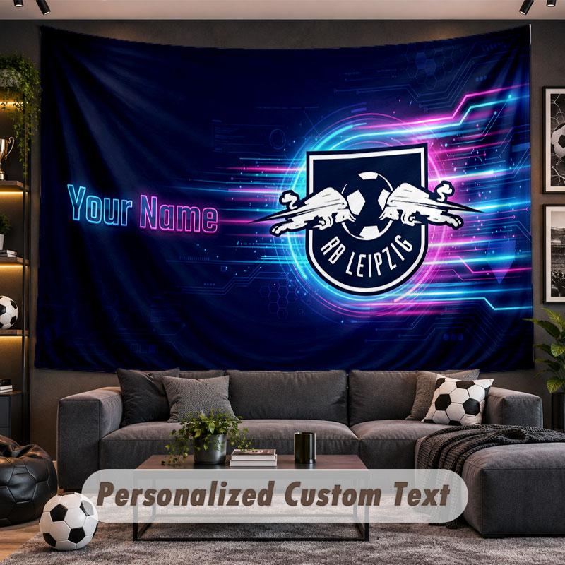 Wall Hanging Tapestry Custom NameRB Leipzig FC Pattern Personalized Printed Fabric Wall Decor