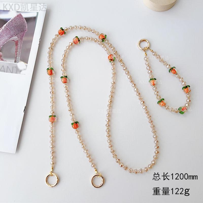 Persimmon Wish Crystal Beaded Phone Strap New Chinese Style Wrist Strap Short Fashion Internet Celebrity Pendant Wholesale for Women
