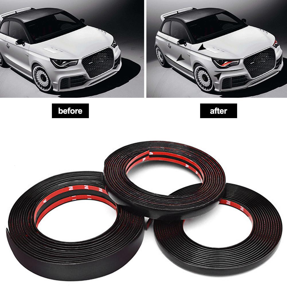 Car Exterior Glossy Black Body Strip Bumper Door Protective Moulding Styling Trim Sticker 6mm 8mm 10mm 12mm 15mm 20mm 30mm