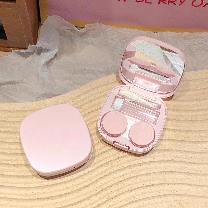 Compact Minimalist Contact Lens Case with Mirror - Leak-proof Storage for Colored Lenses, Ideal for Students