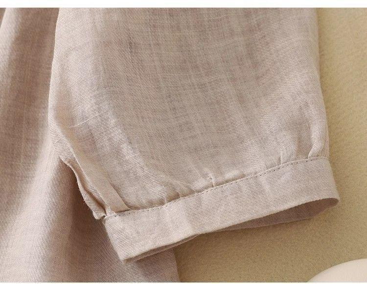 Women's Versatile Spring/Summer Cotton Linen 3/4 Sleeve Loose Casual Cardigan Shirt