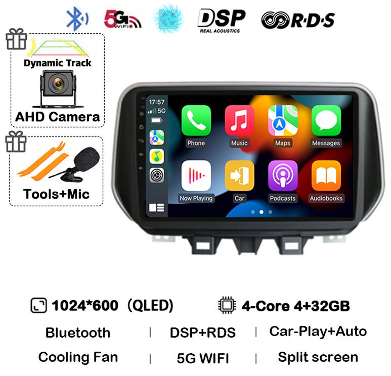 Android 14 Carplay Auto WIFI+4G For Hyundai Tucson IX35 2018 2019 2020 Car Radio Stereo Multimedia Player GPS BT 360 Camera DSP