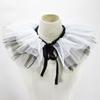 Victorian Layered Black White Ruffled Mesh Tulle Detachable Neck Ruff Faux Collar for Women Cosplay Shawl Wrap Capelet