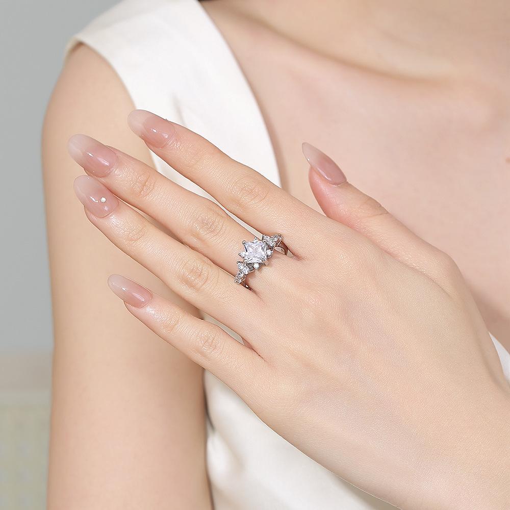 Light Luxury Premium 925 Sterling Silver Square Zircon Elegant Fashion Ladies Ring Banquet Anniversary JewelryGood product