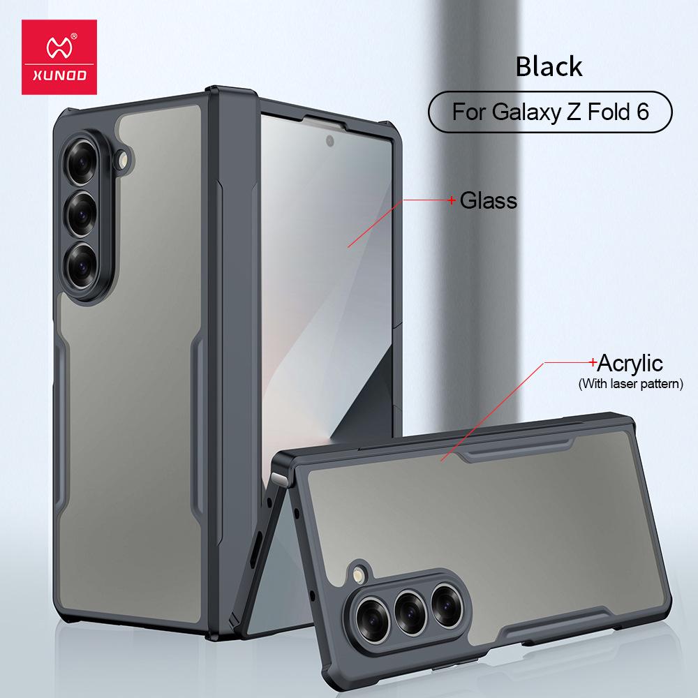 Xundi Z Fold7 Shockproof Case for Samsung Galaxy 6 - Transparent Glass Foldable Cover