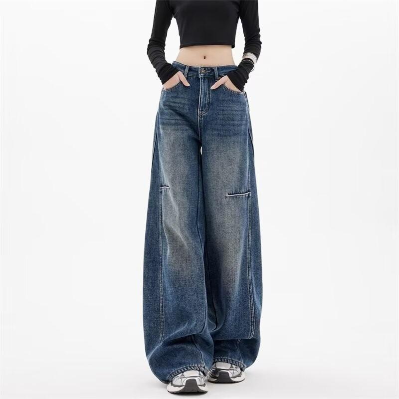 Women s American Retro Wide-Leg Saber Jeans - Stylish, Slimming, Versatile, Floor-Length 3XL