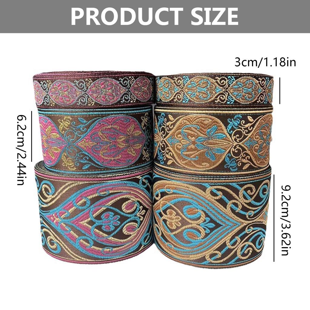 4.92yard Fabric Ribbon Vintage Flower Embroideried Trim Woven Ribbon Fabric Trim Fringes for Sewing Crafting