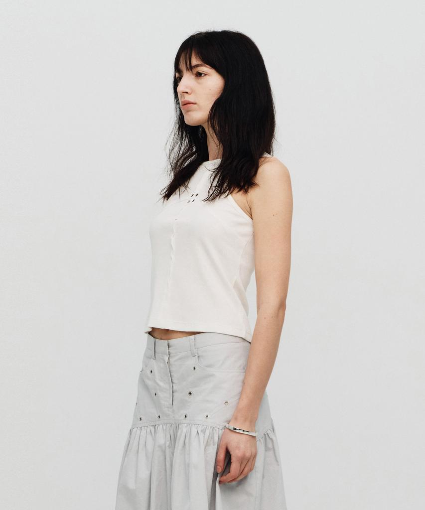 SEALOT Signature Cut Eyelet Basic Sleeveless Top (White)