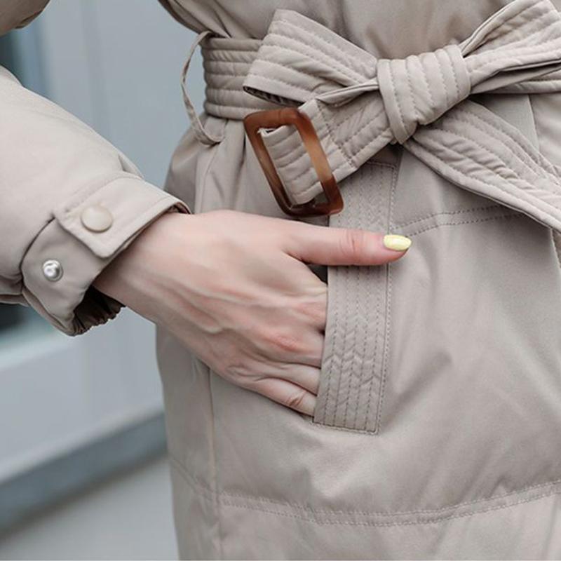 Winter Korean Women's Long Sections of Cotton Clothing Large Size Slim Knee-high Thickened Ladies Cotton Jacket