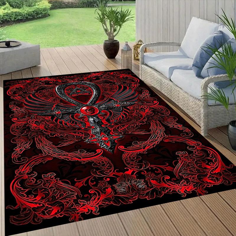1pc Mysterious Skull Print, Design Indoor Area Rug - Soft, Anti-Slip, and Durable Gaming Room Decor for Bedroom, Living Room