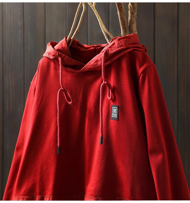 Women's Oversized Color Block Patchwork Hooded Sweatshirt with Double Pockets