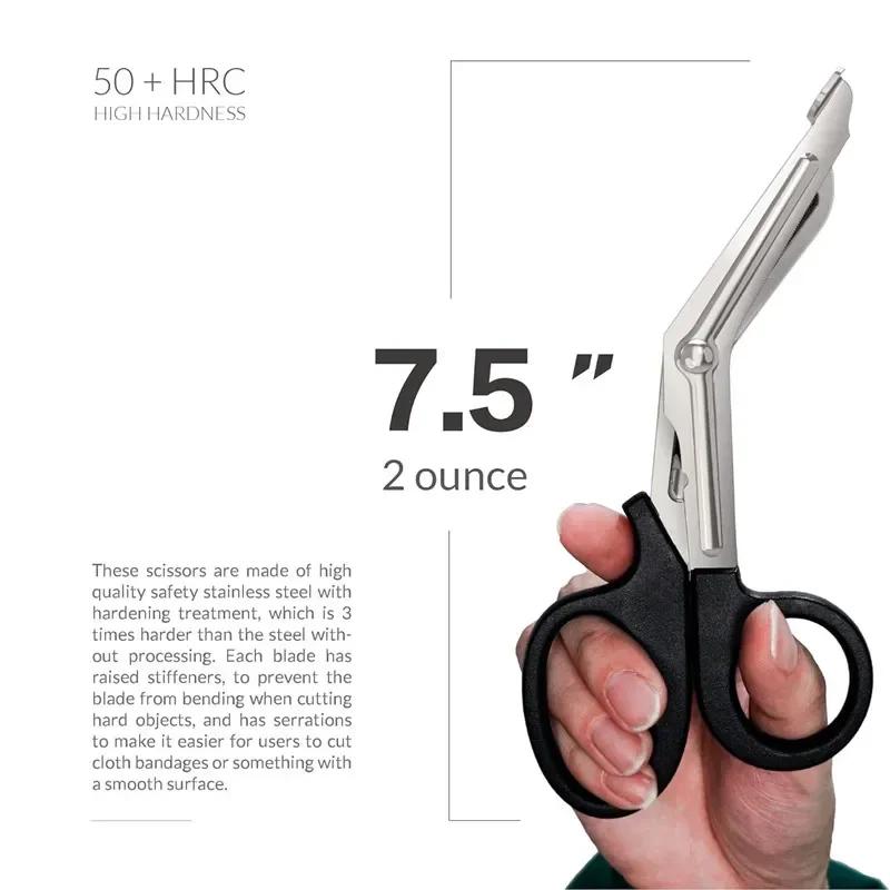 Multi-purpose Rescue Scissors 18.5/15cm Stainless Steel with Safety Curved Blades Camp Use Suitable for Cutting Tape Bandages