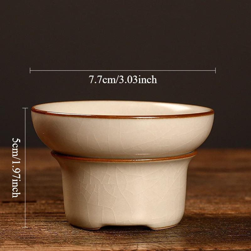 

Beige Ceramic Tea Strainer Household High-end Ru Kiln Tea Filter Tea Separation Stainless Steel Filter Screen Teaset Accessories