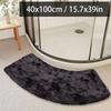 Curved bathroom non-slip floor mat solid color bathroom fan-shaped silk wool shower room absorbent foot mat toilet door mat