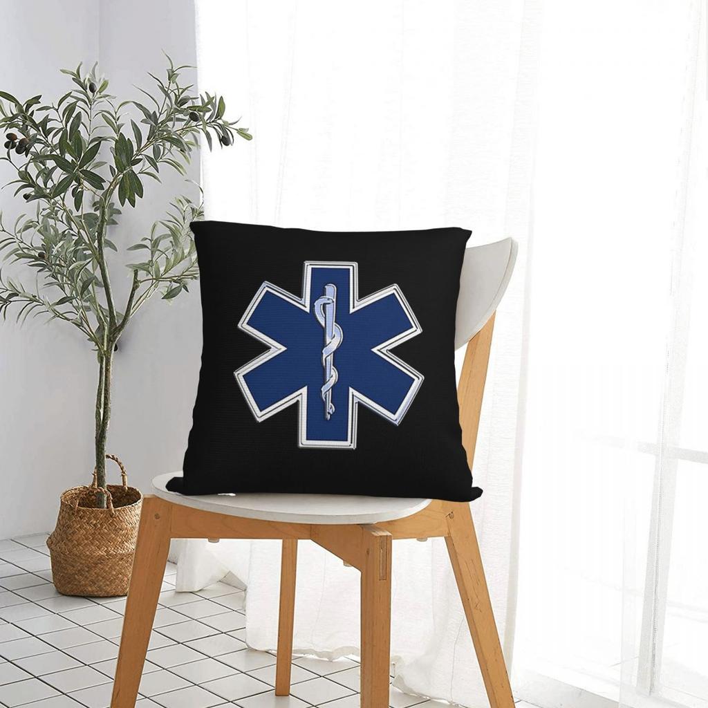 Emt Star Of Life  Square Pillowcase Pillow Cover Cushion Throw Pillow for Home Sofa Living Room