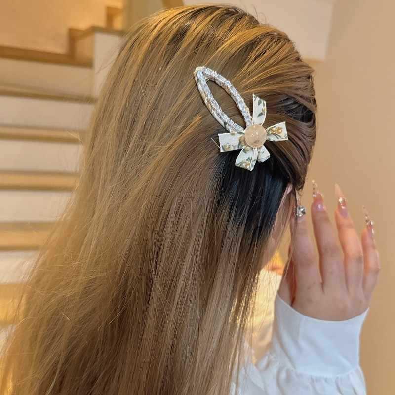 Korean Floral Rhinestone Pearl Hair Clip for Women