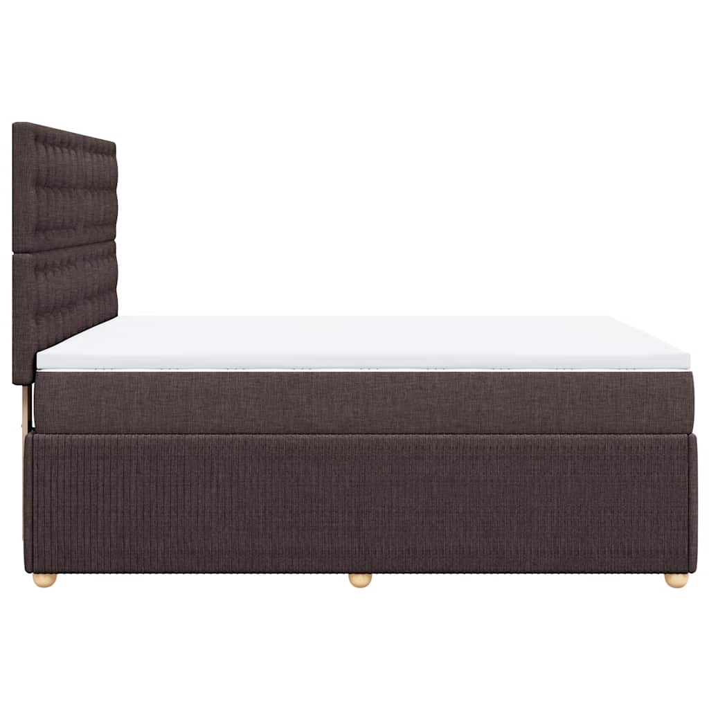 Box Spring Bed with Mattress Dark Brown 140 X 190 Cm Fabric