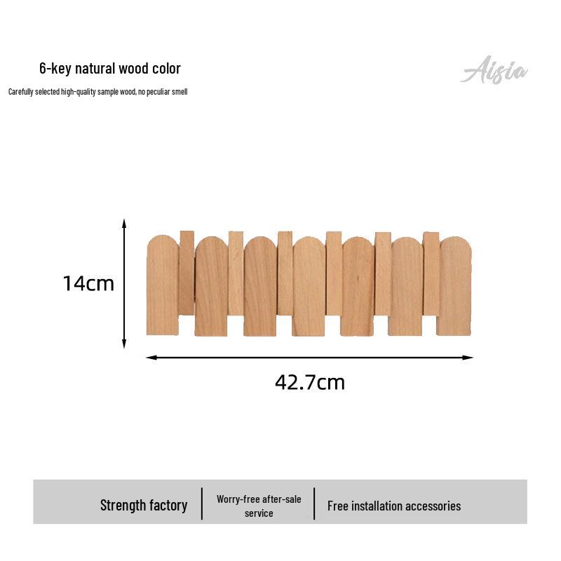 Piano Key Solid Wood Wall-Mounted No-Drill Coat and Hat Rack