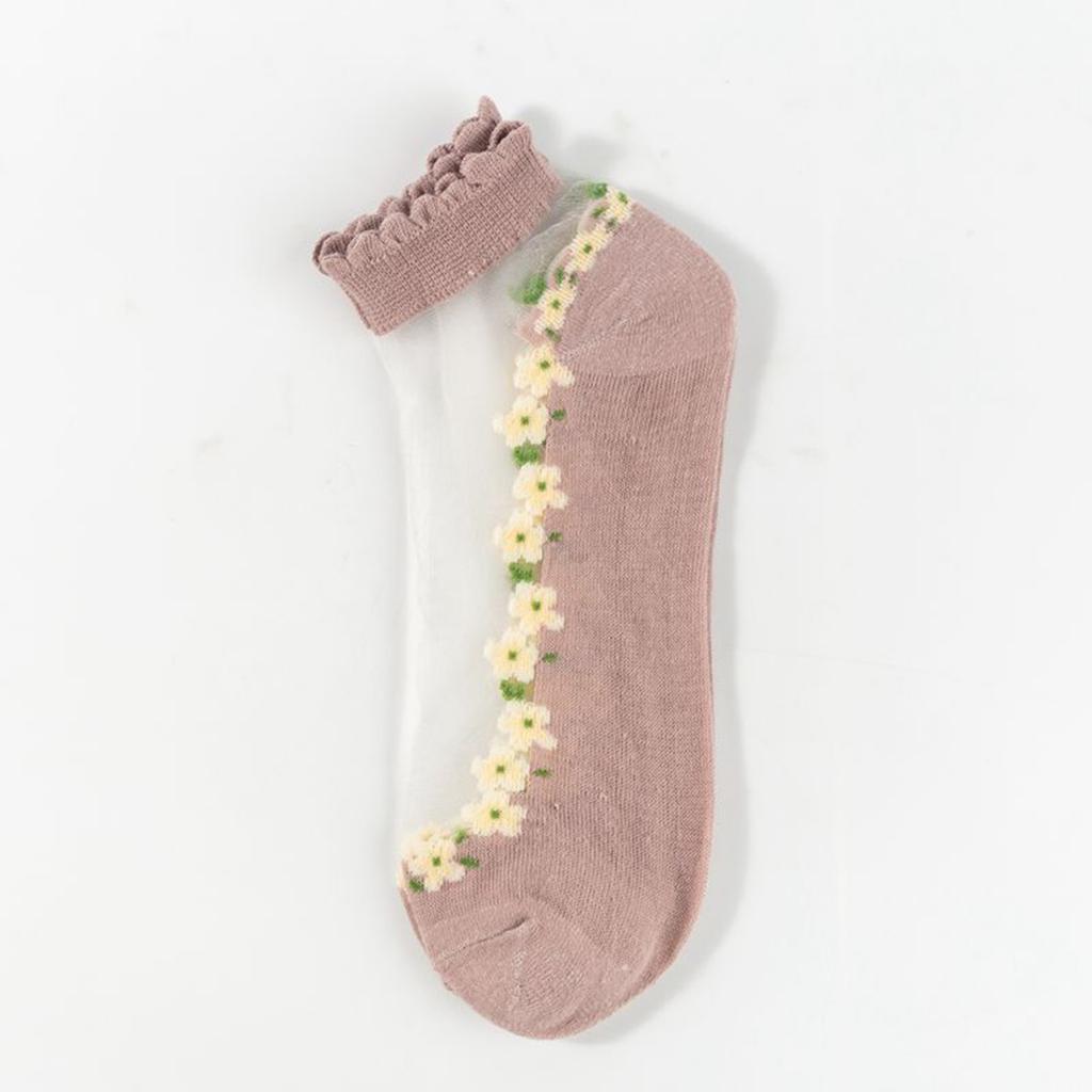 Women's Socks With Floral Patterns, Breathable And Sweat Absorbing Lace