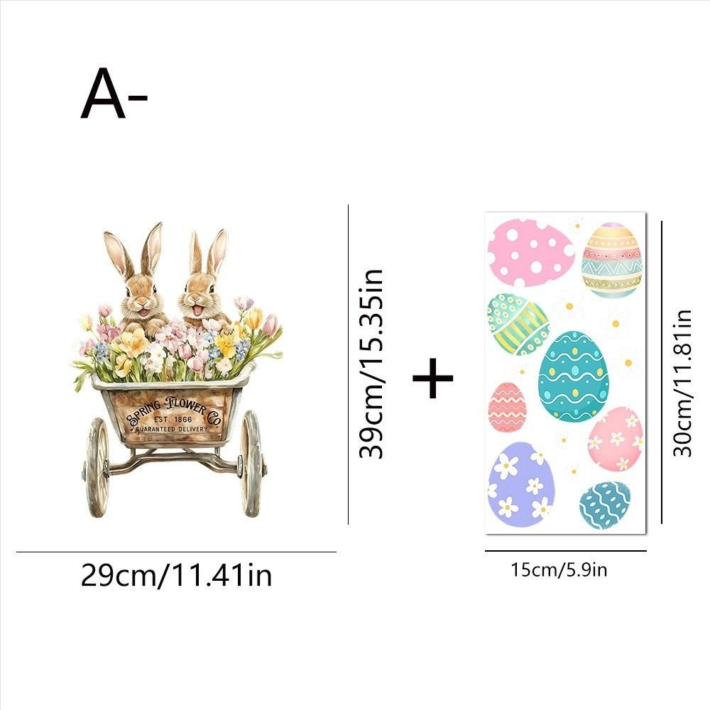 Easter Flower Rabbit Sticker PVC Festival Party Sticker New Wall Stickers  Window Decoration