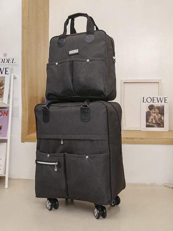 

Mother-Child Drawbar Bag Set with Shoulder Straps Medium 4-wheel without shoulder straps trolley bag вина червоного кольору