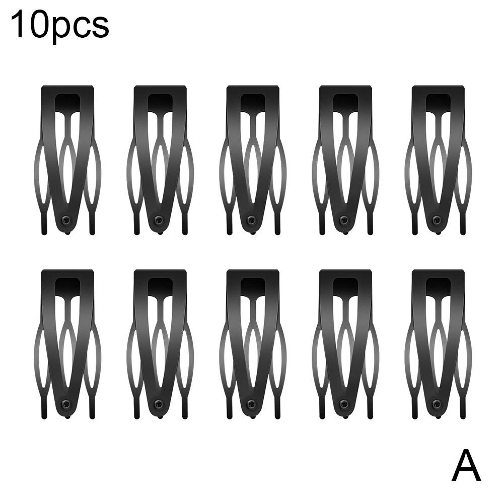 

10 шт., двухзажимные металлические заколки для волос, салонные женские заколки, без волос, портативные, сгибающиеся, для волос W5Q1 Black-1set