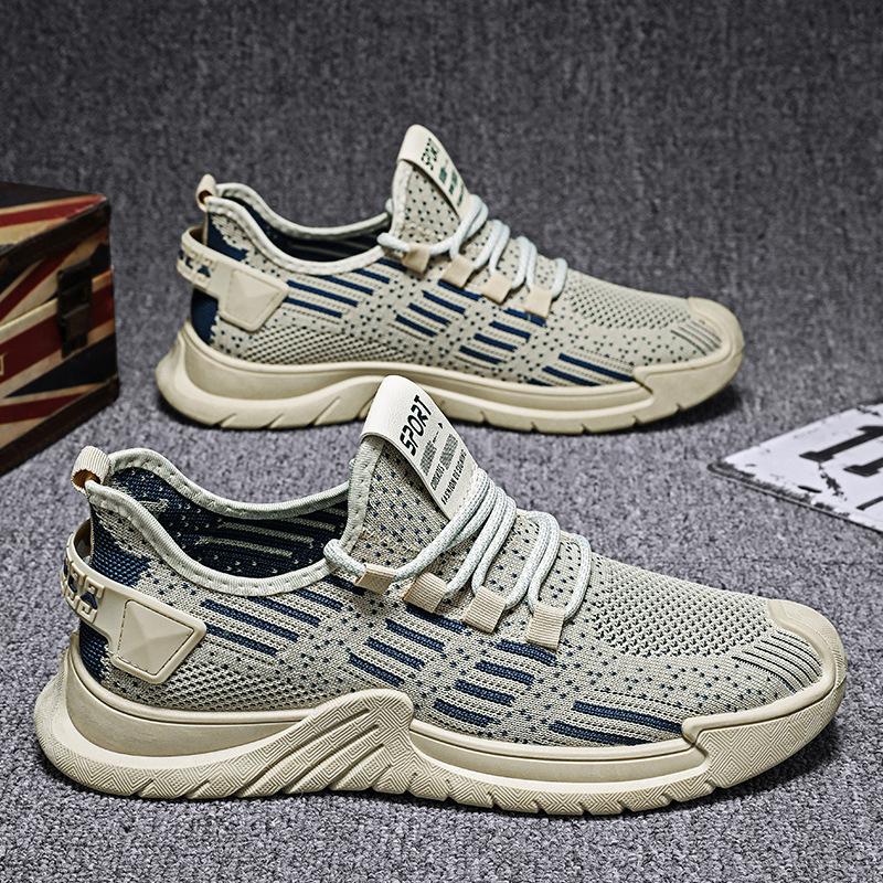 

2025 spring new mesh shoes breathable trendy fashion running shoes foreign trade platform men s casual sports shoes 39 хаки