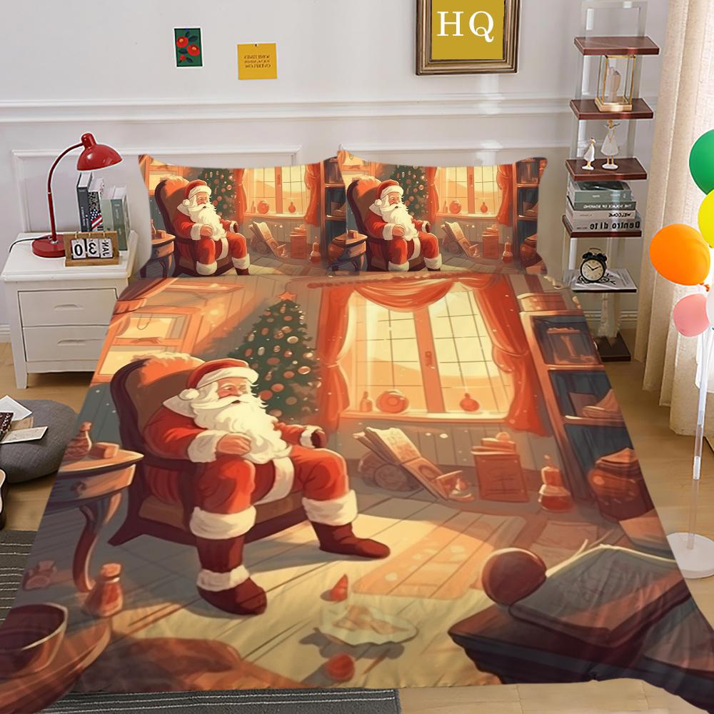 Świąteczne drukowanie 3D na pościel w pełnym rozmiarze zestaw poszewek na kołdrę z mikrofibry dla dzieci Highend narzuty
