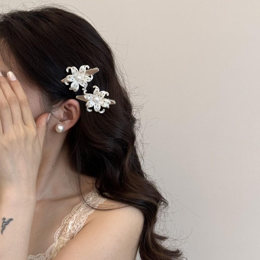 Star Print Flower Hairpins Pearl Vintage Side Clip Fashion Flower Hair Clips Hair Accessories