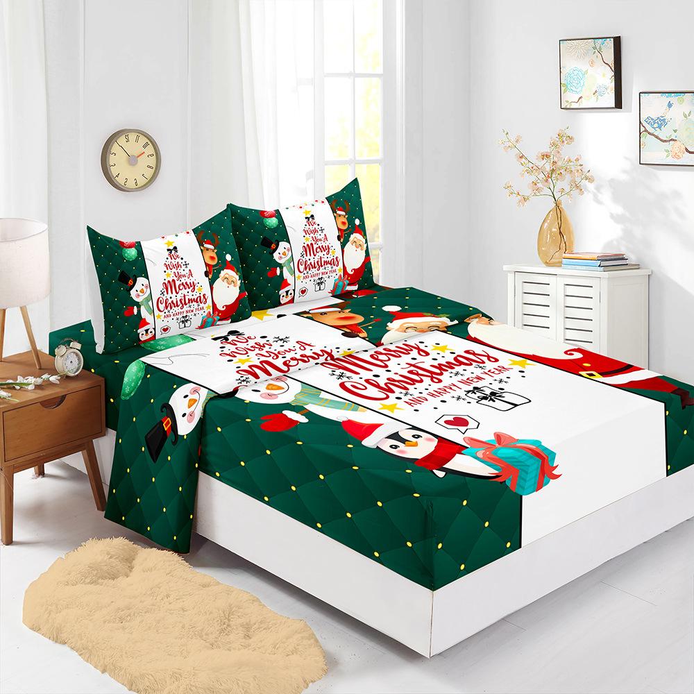 Popular Christmas Mattress Four-Piece Children'S Bedding Digital Printing Mattress Protective Cover