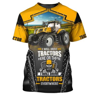 New Summer Tide Tractor Pattern Men T-Shirts Casual 3D Print Tees Hip Hop Personality Round Neck Short Sleeve Quick-Dry Tops