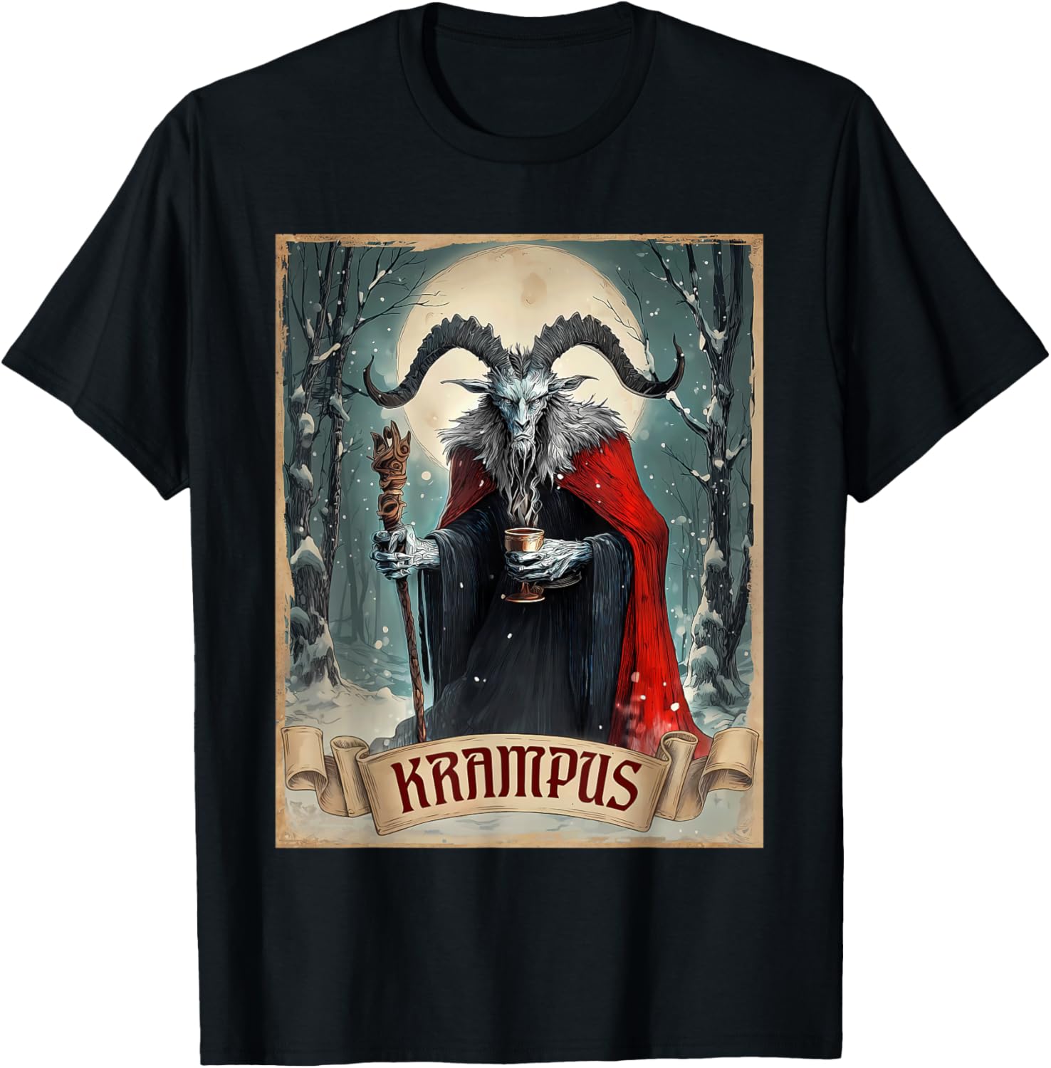 Christmas Horror Krampus Tarot Card Evil Xmas Halloween TShirt Tarot Demon Artistic Fashionable TShirt 100 Cotton Round Neck XL