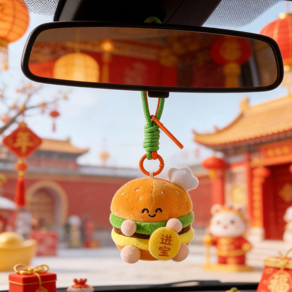 Key Buckle Hamburg Key Chain Lucky Plush Food Keychain Creative Fortune Burger Pendant  Women