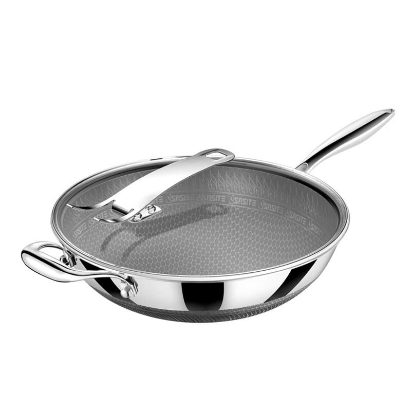 Saste 316 Stainless Steel Non-stick Wok with Lid