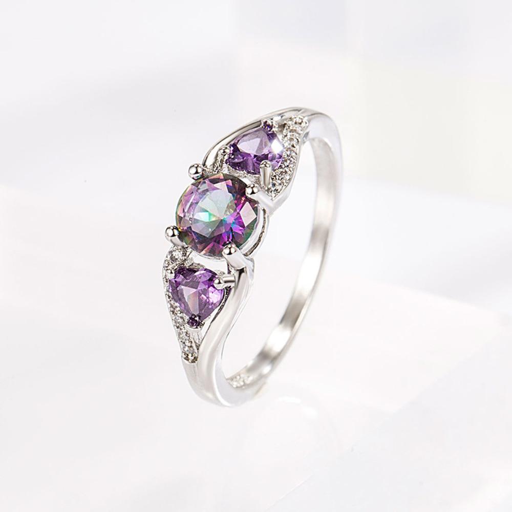 WOSIKATE Trendy CopperColorful Zirconia Gemstone Ring For Women Fashion Jewellery Anniversary Gift Finger Ring