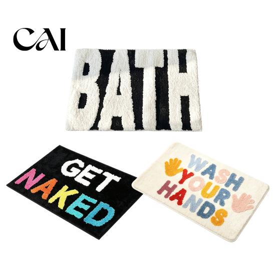 Modern Home Bath Mat Mat, Absorbent Non-Slip Bathroom Rug, Fun English Letters, Comfortable Feet Machine Washable Cozy Rug for Tub Sink Decorative