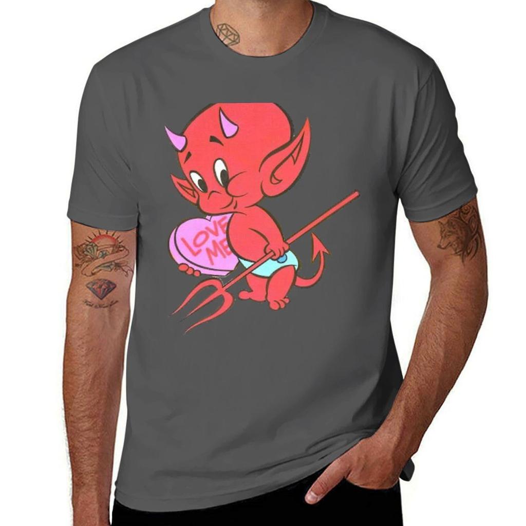 Hot Stuff Baby Devil Sticker Tshirt Casual Loose Fit Summer Tee Shirt