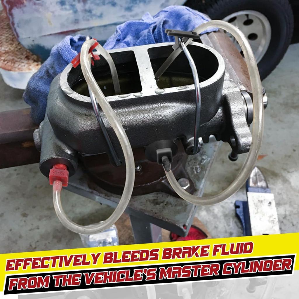 Enhon Master Cylinder Bleeder Kit Complete Brake Bleeder Kit With 22 In Clear Hose, Clip, PTFE Tape, SAE And Metric Fittings Universal Fit(29 Pcs)