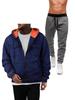 Men's European Size 220g Zip-Up Hoodie and Sweatshirt with Double Pockets - Sporty Casual Set