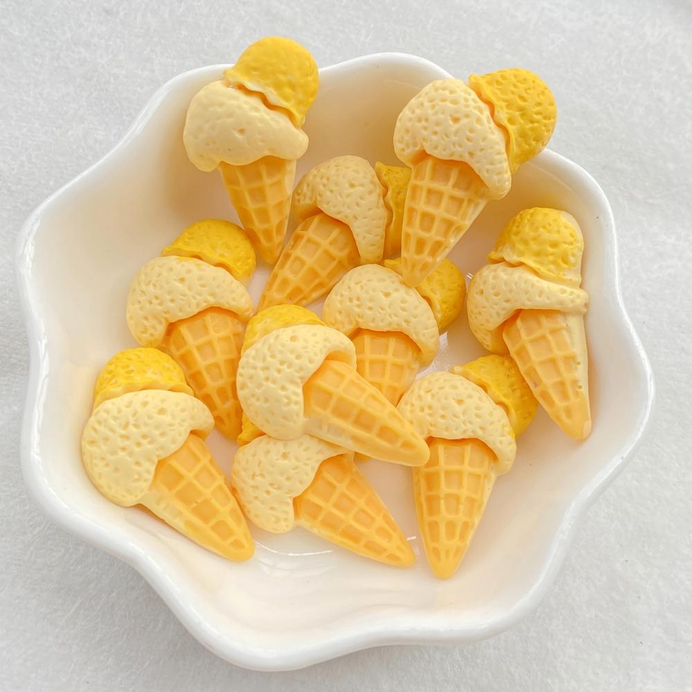 10pcs Cute Colored Ice Cream Series Resin Crafts Flat Bottom Corner Jewelry Making Hair Accessories