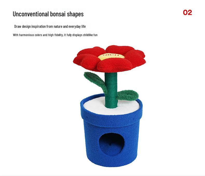 Zeze Money Flower Cat Nest: Enclosed Cat House with Scratching Post, Soft and Breathable.