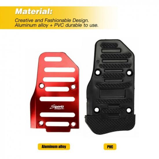 3PC Universal NonSlip Transmission Manual Foot Pedal Brake Cover Pad Red Durable