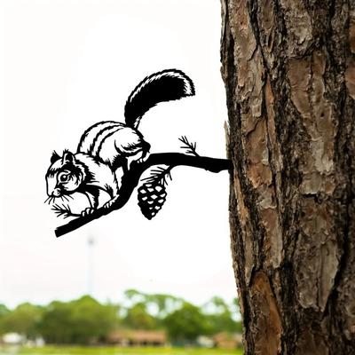 Metall Kontur Streifenhörnchen Silhouette Gartenstecker – Gartendeko für Hinterhof, Garten, Terrasse und Außendekoration