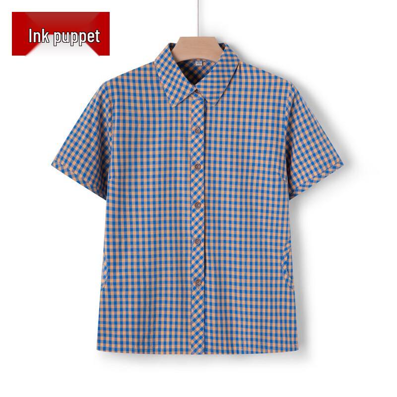 Women's Summer Loose Plaid Short Sleeve Shirt